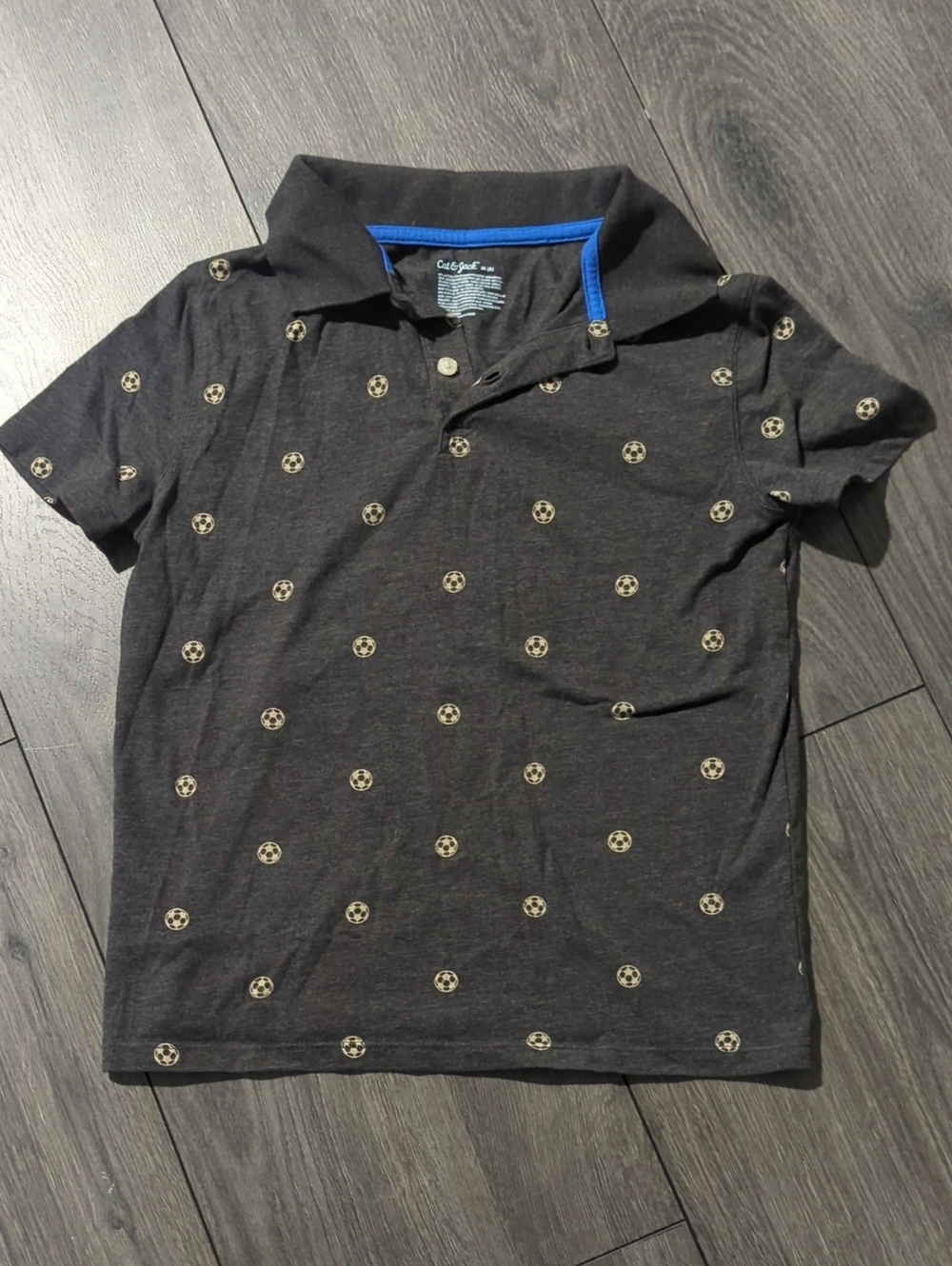 Cat And Jack Grey Polo Shirt with Soccer Ball Print